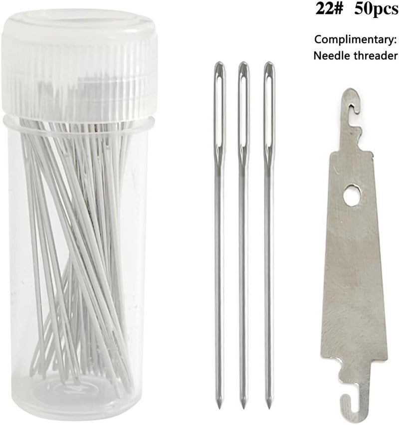 Zhenqing 50 Pack Size 22 Round Head Cross Stitch Needles with Free Needle Threader & Plastic Case - Blunt Tip Embroidery Needles for Tapestry, Sewing, Crafts(67249) - Image 4